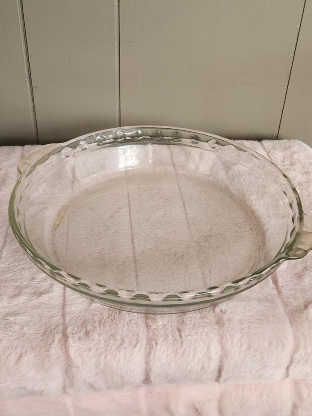 VINTAGE PYREX #229 Clear Glass Scalloped "Flavor Saver" Deep Dish Pie Pan